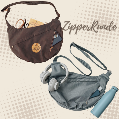 ZipperRunde, anschmiegsame Tasche mit Falten