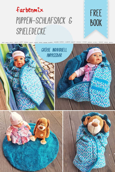 Nähanleitung Puppenschlafsack und Spieledecke – farbenmix