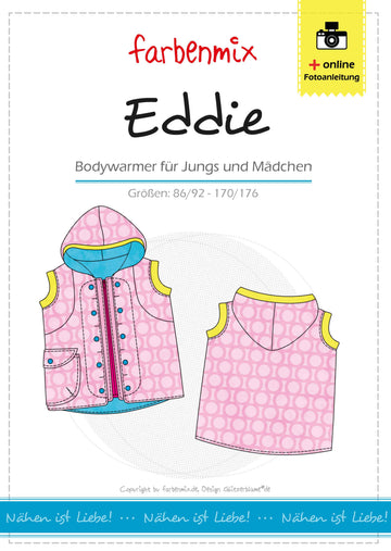 EDDIE, Kinder Kapuzenweste, Schnittmuster-Ebook
