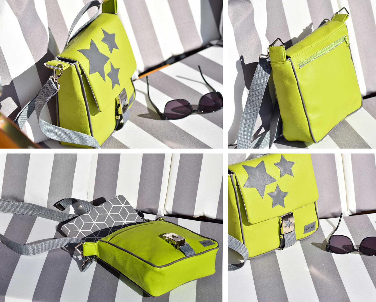 schnittmuster-handtasche-kunstleder-gelb