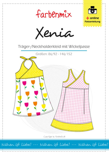 XENIA, Kinderkleid mit Wickeloberteil, Schnittmuster-Ebook