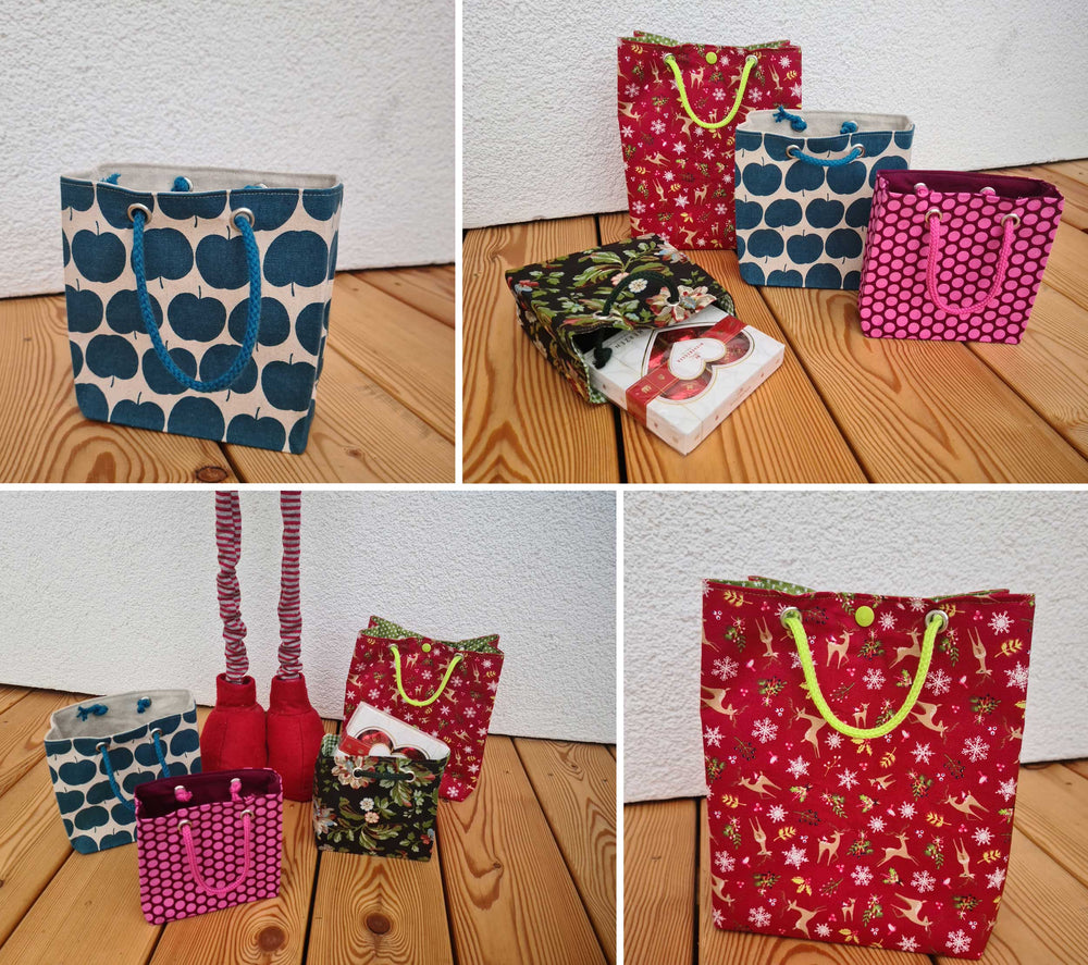 Nachhaltige Geschenketaschen selber nähen, DIY Nähanleitung zum Downloaden – farbenmix